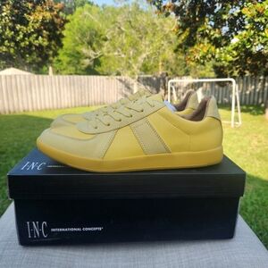 INC INTERNATIONAL CONCEPTS Faux Leather Court Sneakers Men's 9M Yellow Lace Up